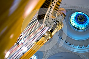 Harp strings close up