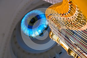 Harp strings close up