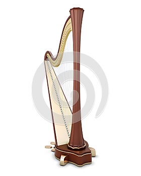 Harp on a white