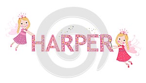 Harper female name with cute fairy