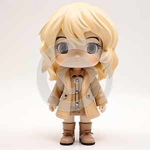 Harper Vinyl Toy: A Luminous Girl Figure With Blonde Hair And Brown Coat