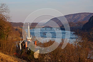 Harpers Ferry Church Overlooking River