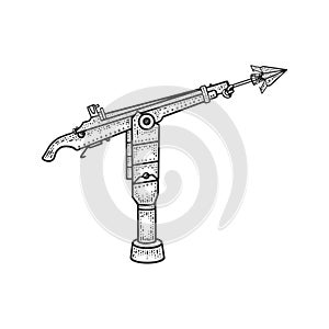 Harpoon cannon sketch vector illustration