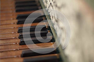 Harpsichord with brown keys in Brussels Belgium