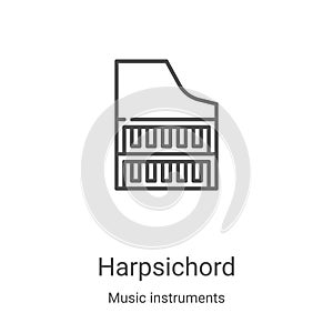 harpsichord icon vector from music instruments collection. Thin line harpsichord outline icon vector illustration. Linear symbol