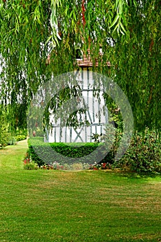 Harquency; France - july 19 2019 : la Grange de Bourgoult, an old commandery of Templars