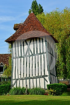 Harquency; France - july 19 2019 : la Grange de Bourgoult, an old commandery of Templars