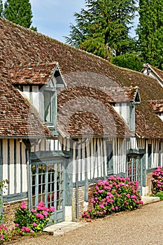 Harquency; France - july 19 2019 : la Grange de Bourgoult, an old commandery of Templars