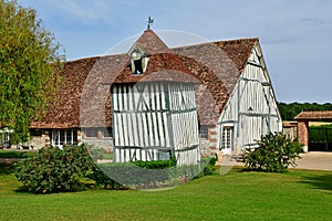 Harquency; France - july 19 2019 : la Grange de Bourgoult, an old commandery of Templars