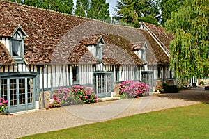 Harquency; France - july 19 2019 : la Grange de Bourgoult, an old commandery of Templars