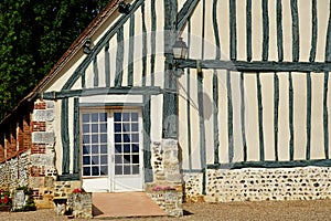 Harquency; France - july 19 2019 : la Grange de Bourgoult, an old commandery of Templars