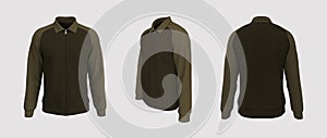 Harrington jacket mockup front and back views, 3d illustration, 3d rendering