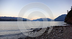 Harrison Lake during Sunny Summer Morning Sunrise. Canadian Nature Landscape Backgroun