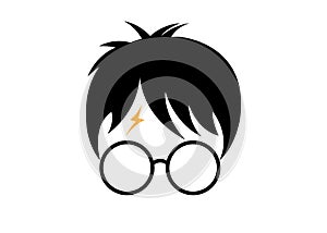 Harry Potter cartoon icon, minimal style vector