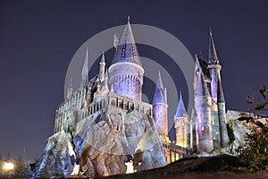 Harry Potter Castle in Universal Orlando at night, FL, USA