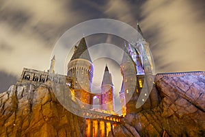 Harry Potter Castle in Universal Orlando at night, FL, USA