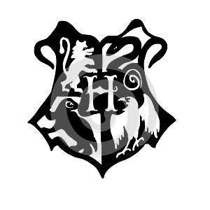 Harry Potter Hogwarts logo in cartoon doodle style from Hogwarts Legacy game