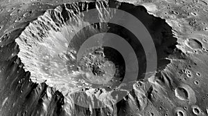 Harsh angular edges jut out from the rim of an impact crater a stark reminder of the explosive origins that carved it photo