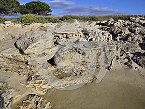 Harsh rocky coast of Sardinia, Italy