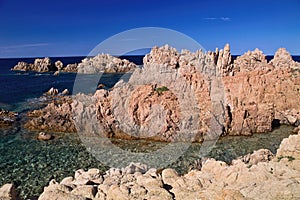 Harsh rocky coast of Sardinia, Italy