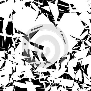 Harsh rough texture. Geometric abstract illustration with disarray of random shapes. Cracked, destroyed effect.