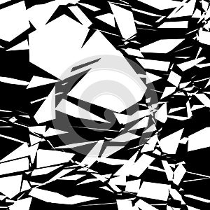 Harsh rough texture. Geometric abstract illustration with disarray of random shapes. Cracked, destroyed effect.