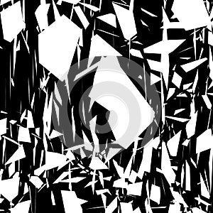 Harsh rough texture. Geometric abstract illustration with disarray of random shapes. Cracked, destroyed effect.