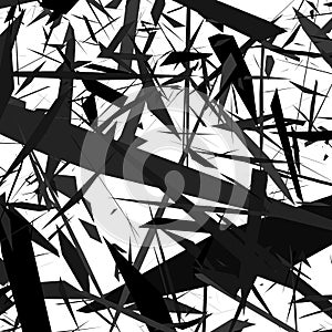 Harsh rough texture. Geometric abstract illustration with disarray of random shapes. Cracked, destroyed effect.