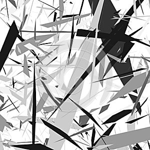 Harsh rough texture. Geometric abstract illustration with disarray of random shapes. Cracked, destroyed effect.