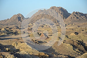 Harsh terrain mountain area in Ibri, Oman