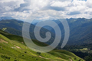 Harsh views of the Caucasus Mountains in the evening lighting