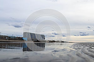 The harsh White sea. Cold summer day on Yagry island, Severodvinsk