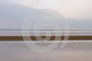 The harsh White sea. Cold summer day on Yagry island, Severodvinsk