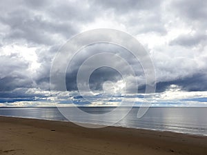 The harsh White sea. Cold summer day on Yagry island, Severodvinsk