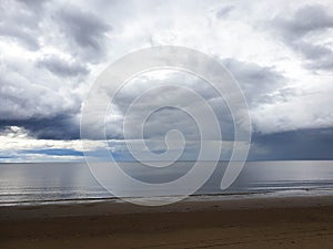 The harsh White sea. Cold summer day on Yagry island, Severodvinsk