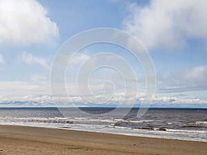 The harsh White sea. Cold summer day on Yagry island, Severodvinsk