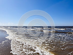 The harsh White sea. Cold summer day on Yagry island, Severodvinsk