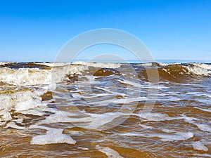 The harsh White sea. Cold summer day on Yagry island, Severodvinsk