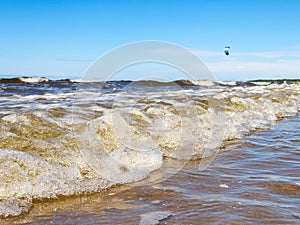 The harsh White sea. Cold summer day on Yagry island, Severodvinsk