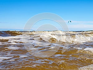 The harsh White sea. Cold summer day on Yagry island, Severodvinsk