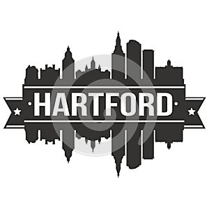 Hartford Connecticut United States Of America USA Icon Vector Art Design Skyline Flat City Silhouette Editable Template