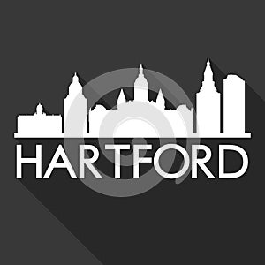 Hartford Connecticut United States Of America USA Icon Vector Art Flat Shadow Design Skyline City Silhouette Template Black