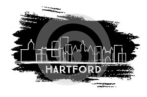Hartford Connecticut USA City Skyline Silhouette. Hand Drawn Sketch