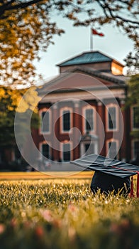 Harvard Graduation Scene Featuring Cap and Fidelity Analyst Badge photo