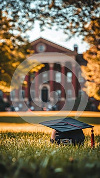Harvard Graduation Scene Featuring Cap and Fidelity Analyst Badge photo