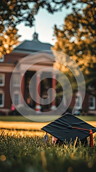 Harvard Graduation Scene Featuring Cap and Fidelity Analyst Badge photo