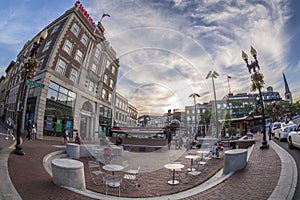 Harvard Square in Cambridge, MA, USA