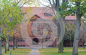 The Harvard University building in Cambridge, Massachusetts, USA