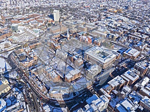 Harvard University in winter, Cambridge, MA, USA