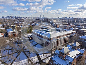 Harvard University in winter, Cambridge, MA, USA